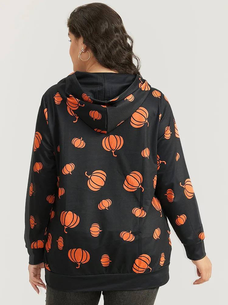 Pumpkin Print Hooded Sweatshirt sold by Bloomchic product image thumbnail 2