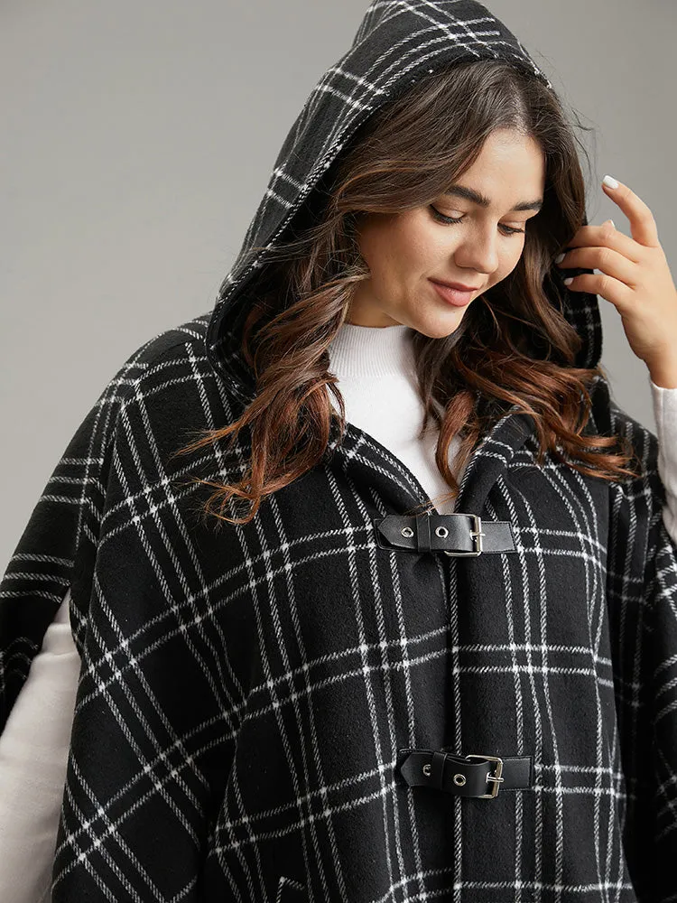Plaid Buckle Detail Pocket Hooded Cape Coat sold by Bloomchic product image thumbnail 3