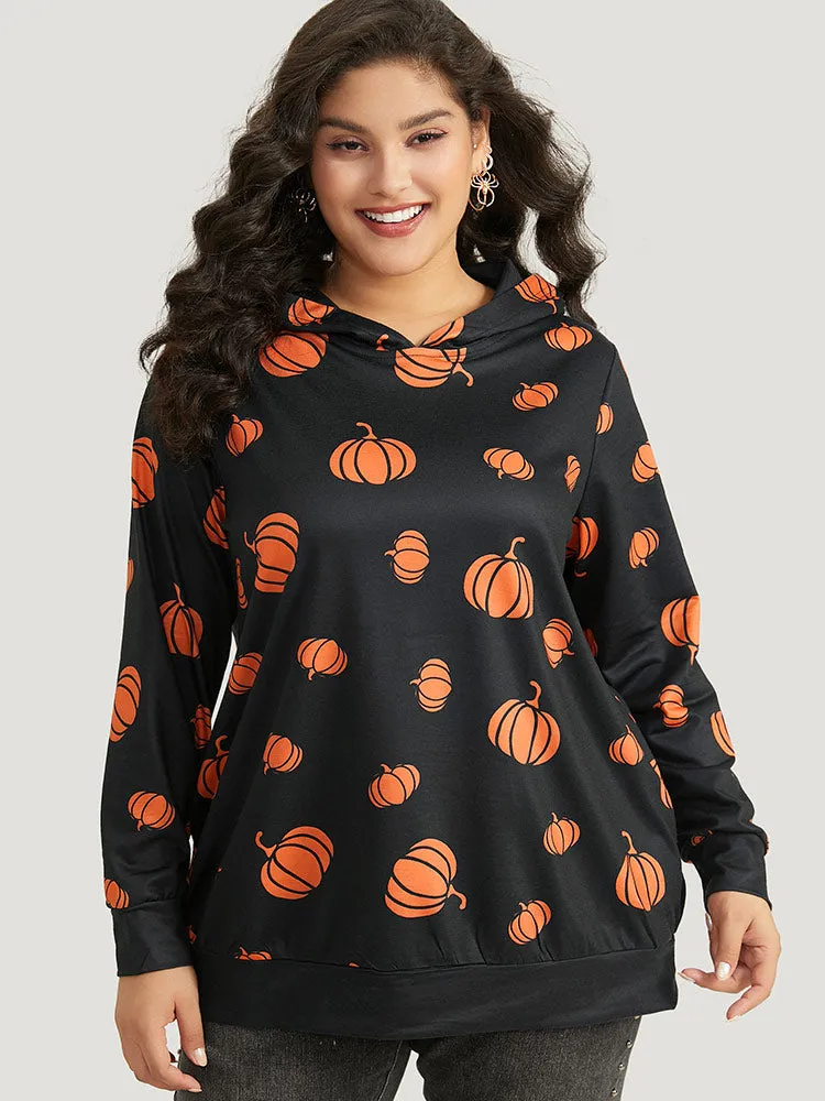 Pumpkin Print Hooded Sweatshirt sold by Bloomchic product image thumbnail 3