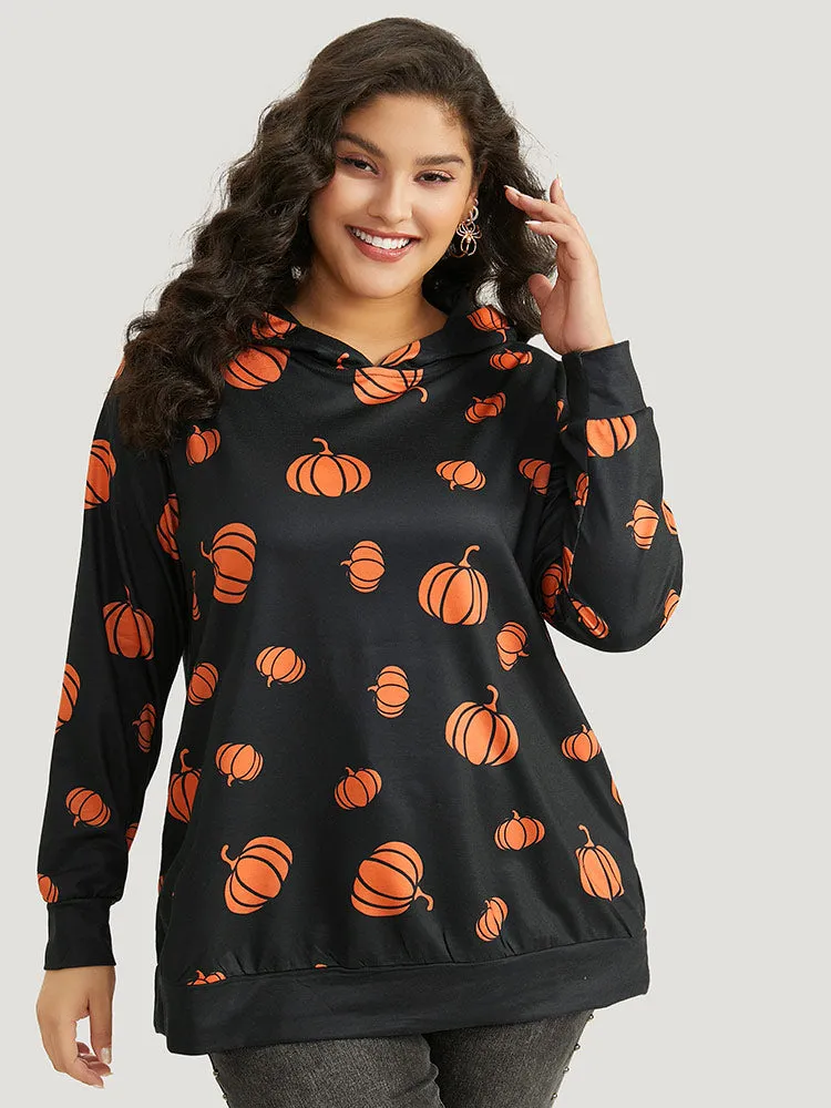 Pumpkin Print Hooded Sweatshirt sold by Bloomchic product image thumbnail 4