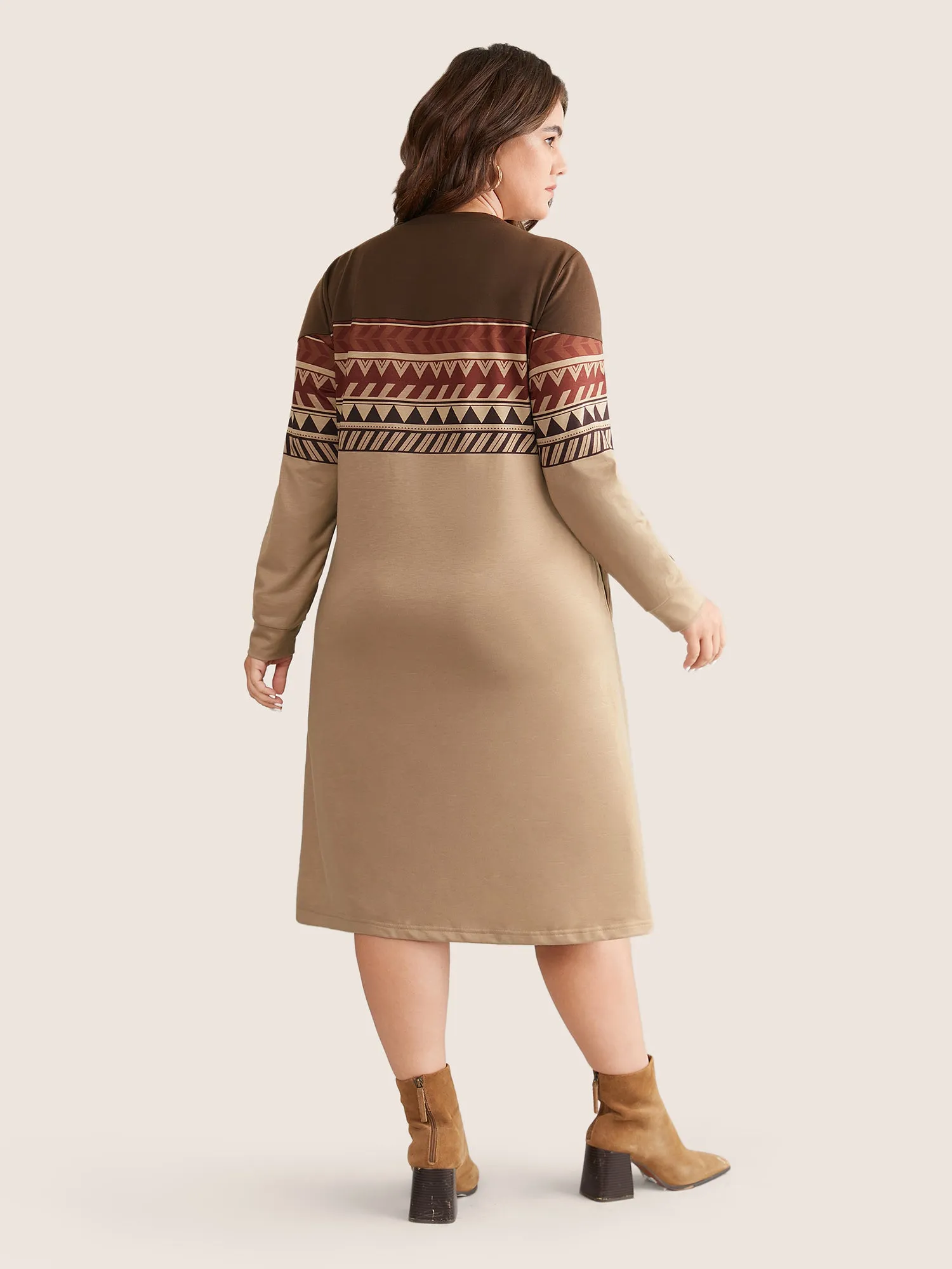 Geometric Colorblock Pocket Midi Dress sold by Bloomchic product image thumbnail 3