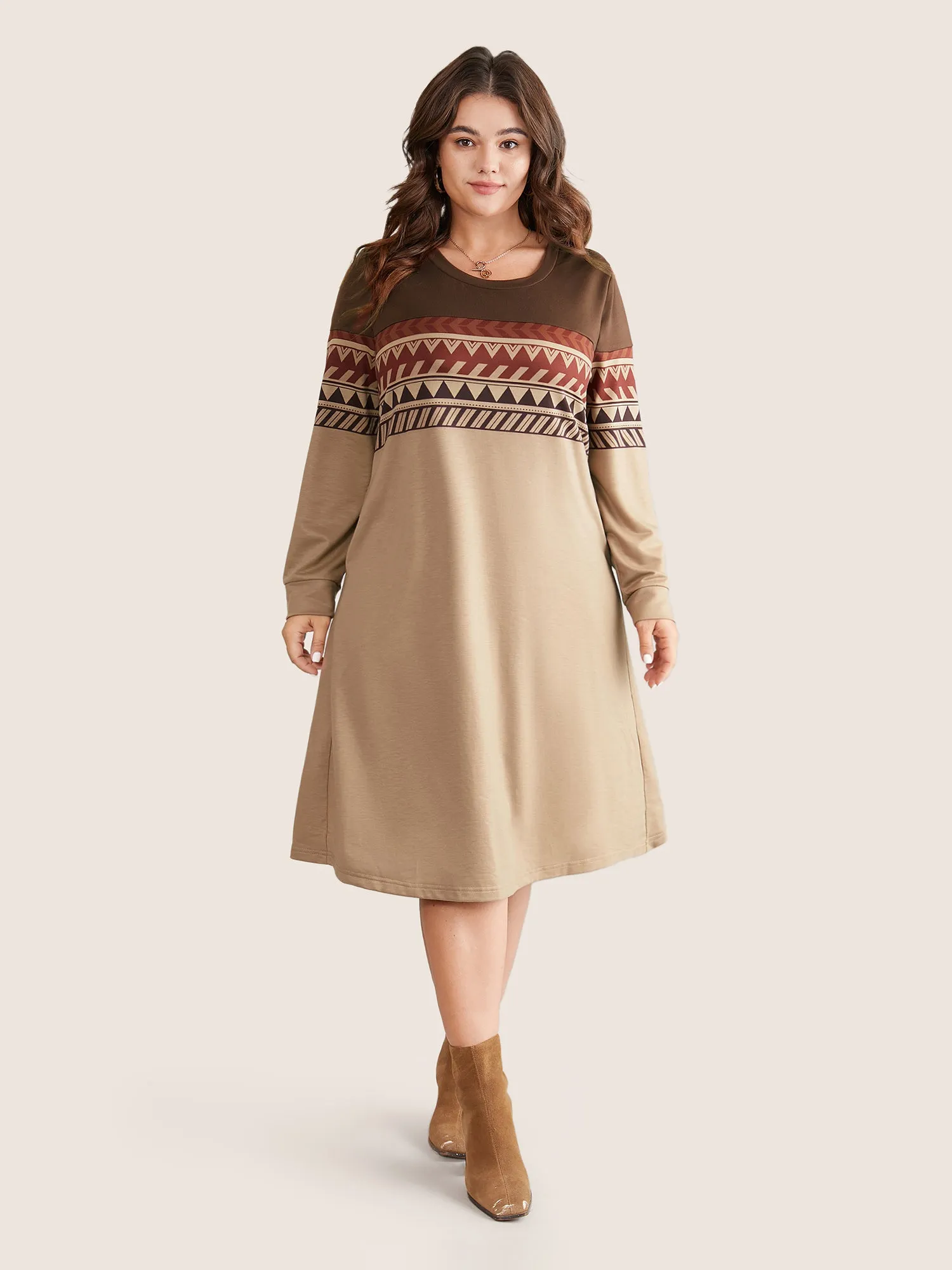 Geometric Colorblock Pocket Midi Dress sold by Bloomchic product image thumbnail 2