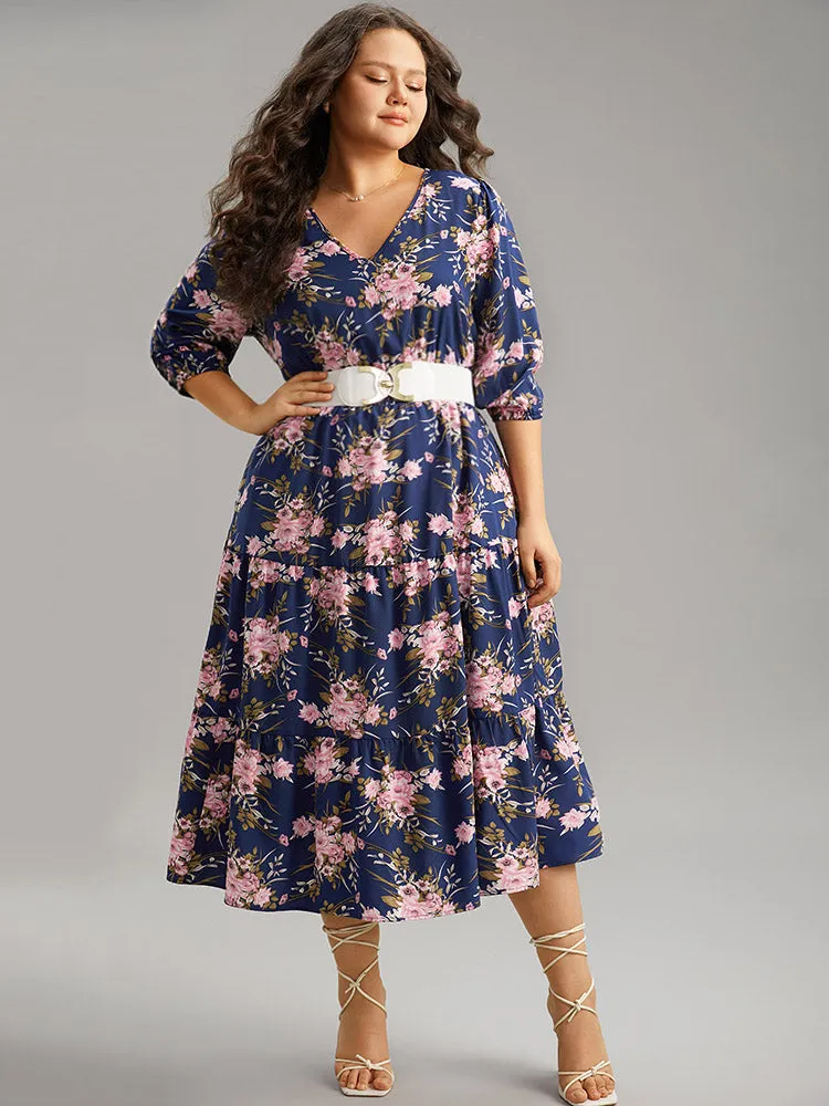 Floral Print Shirred Elastic Cuffs Dress sold by Bloomchic product image thumbnail 2