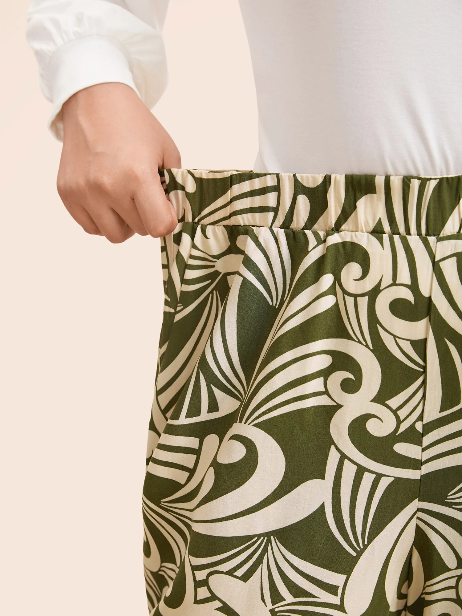 Tropical Print Wide Leg Mid Rise Pants sold by Bloomchic product image thumbnail 5