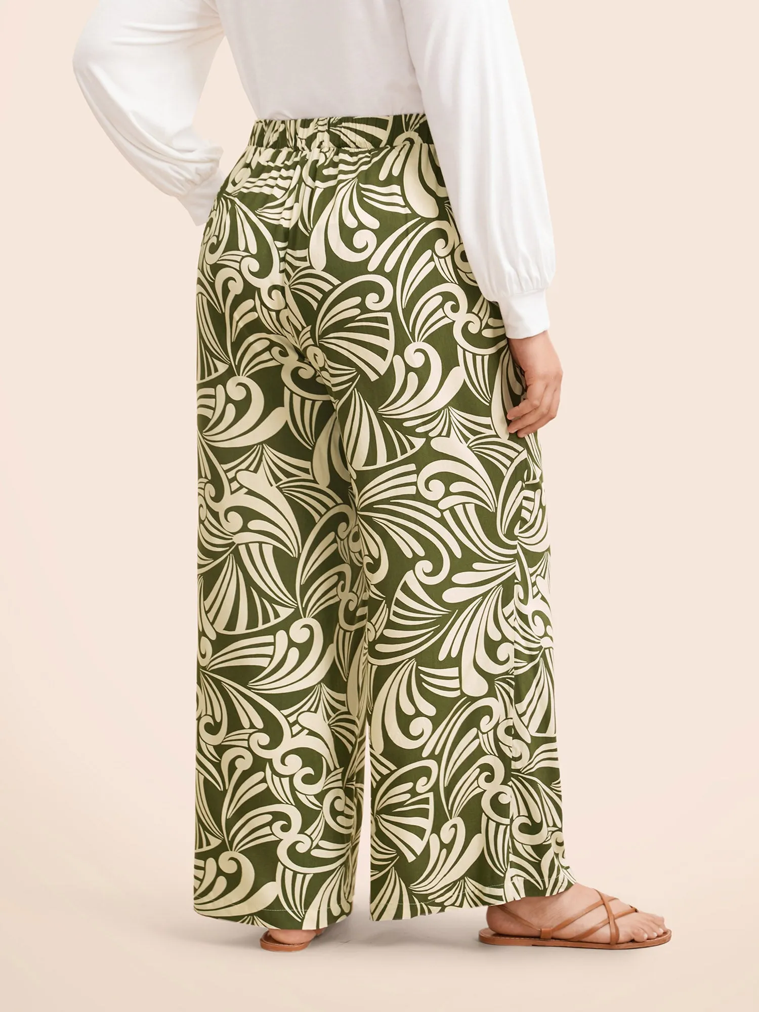 Tropical Print Wide Leg Mid Rise Pants sold by Bloomchic product image thumbnail 2