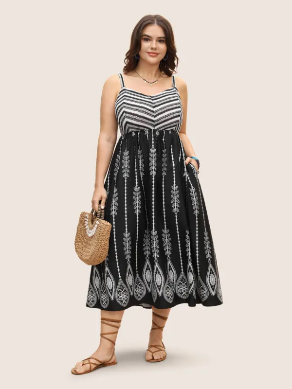 Bandana Print Elastic Waist Gathered Midi Dress sold by Bloomchic