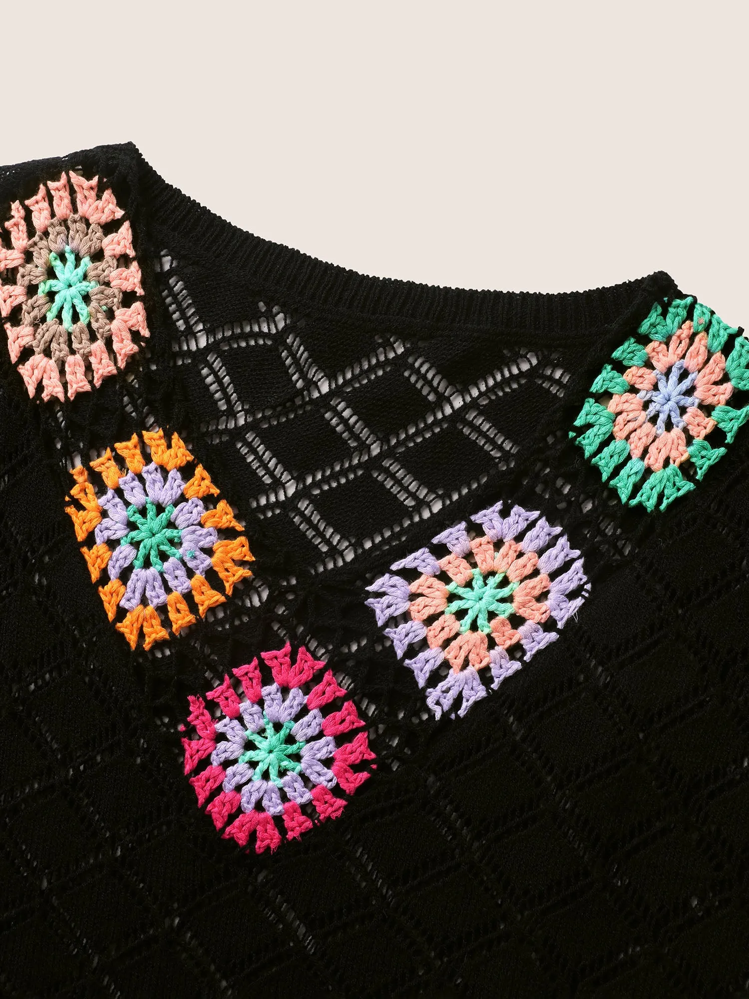 Crochet Floral Split Side Dolman Sleeve Swim Cover Up sold by Bloomchic product image thumbnail 5