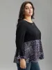 Ditsy Floral Patchwork Flutter Sleeve T-shirt sold by Bloomchic