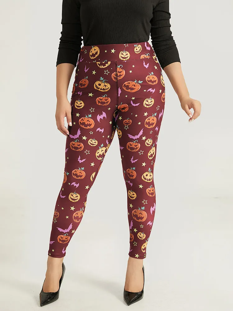 Halloween Graphic Wideband Waist Leggings sold by Bloomchic