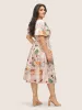 Citrus Fruits Print Elastic Waist Belted Pocket Dress sold by Bloomchic