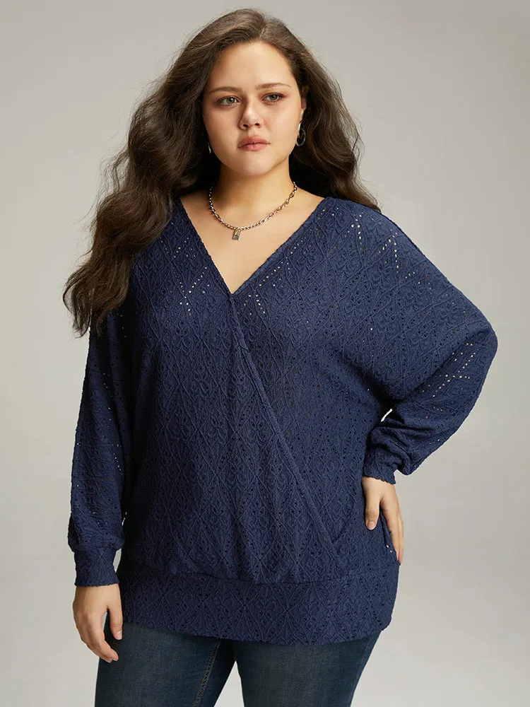 Plain Broderie Anglaise Wrap T-shirt sold by Bloomchic