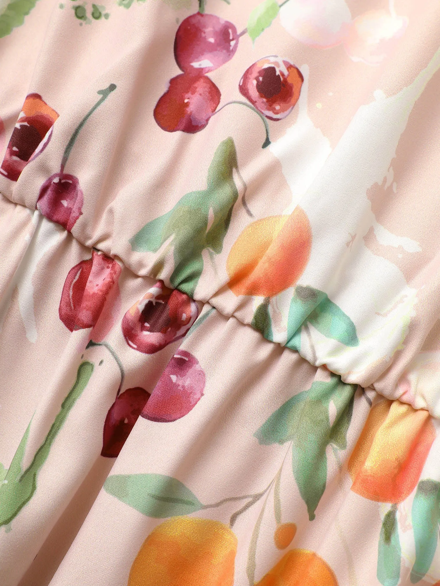 Citrus Fruits Print Elastic Waist Belted Pocket Dress sold by Bloomchic product image thumbnail 5