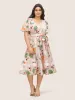 Citrus Fruits Print Elastic Waist Belted Pocket Dress sold by Bloomchic