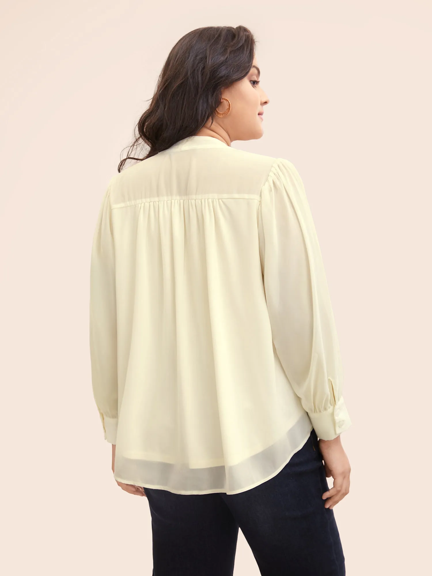 Chiffon Draped Collar Pleated Blouse sold by Bloomchic product image thumbnail 5