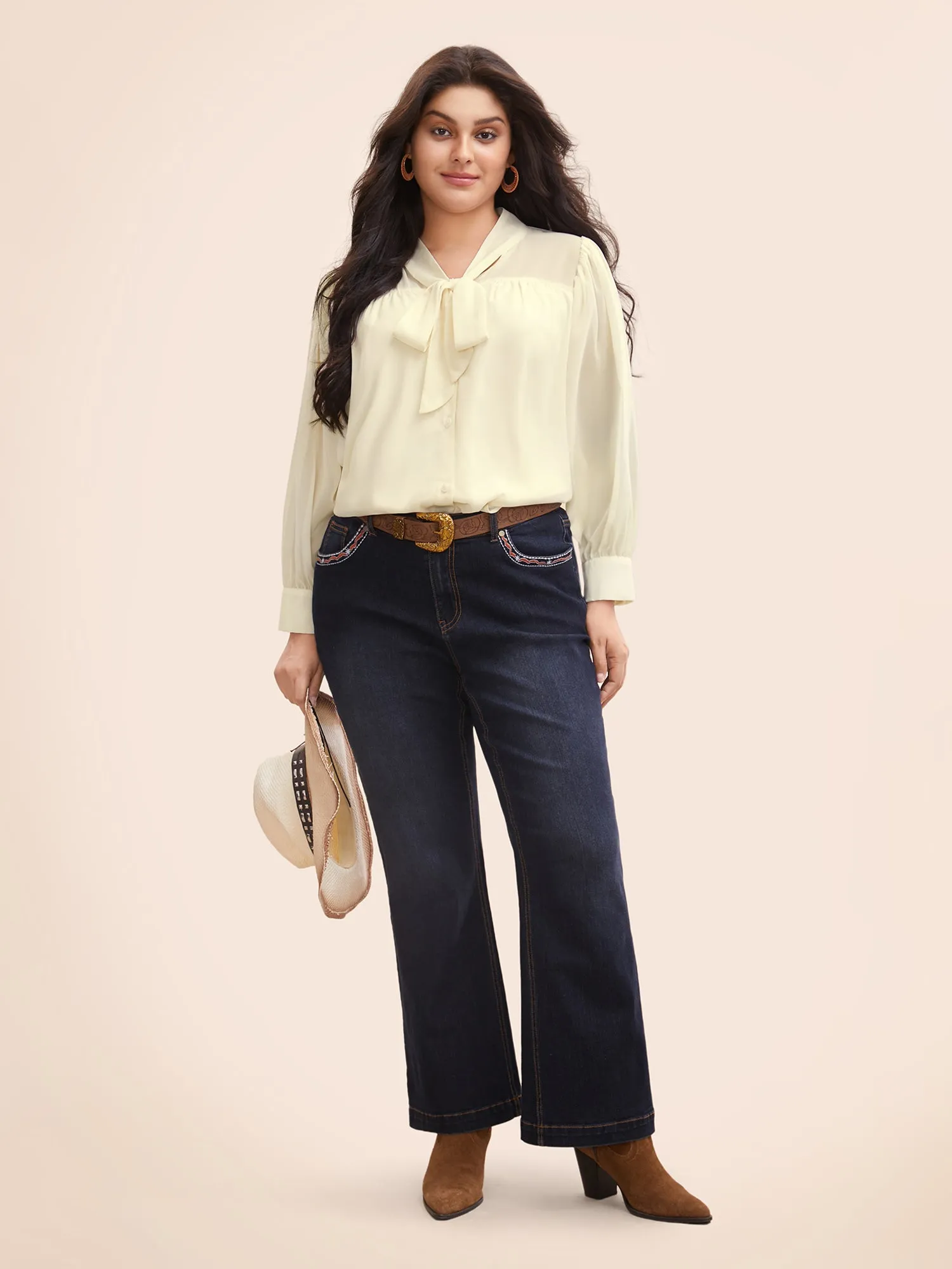 Chiffon Draped Collar Pleated Blouse sold by Bloomchic product image thumbnail 3