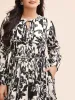 Silhouette Floral Print Tie Knot Gathered Dress sold by Bloomchic