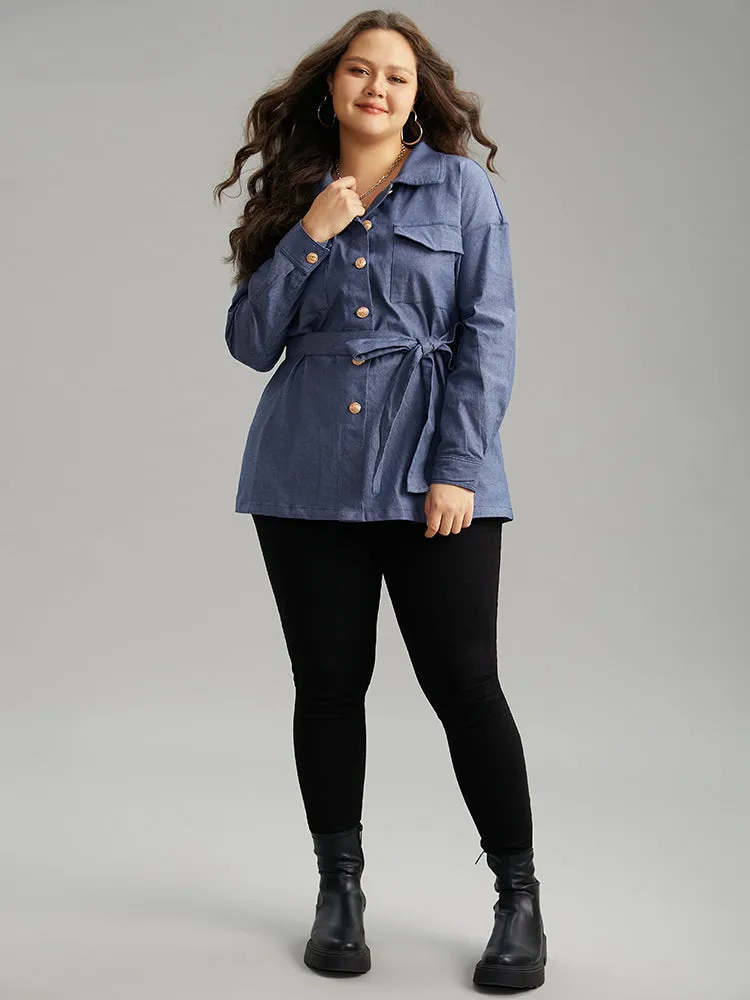 Plain Ties Pocket Button Through Shacket sold by Bloomchic product image thumbnail 4