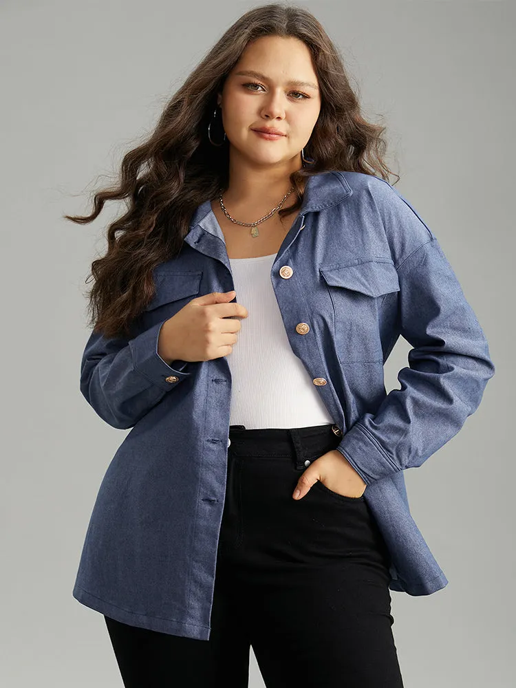 Plain Ties Pocket Button Through Shacket sold by Bloomchic