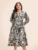 Silhouette Floral Print Tie Knot Gathered Dress sold by Bloomchic