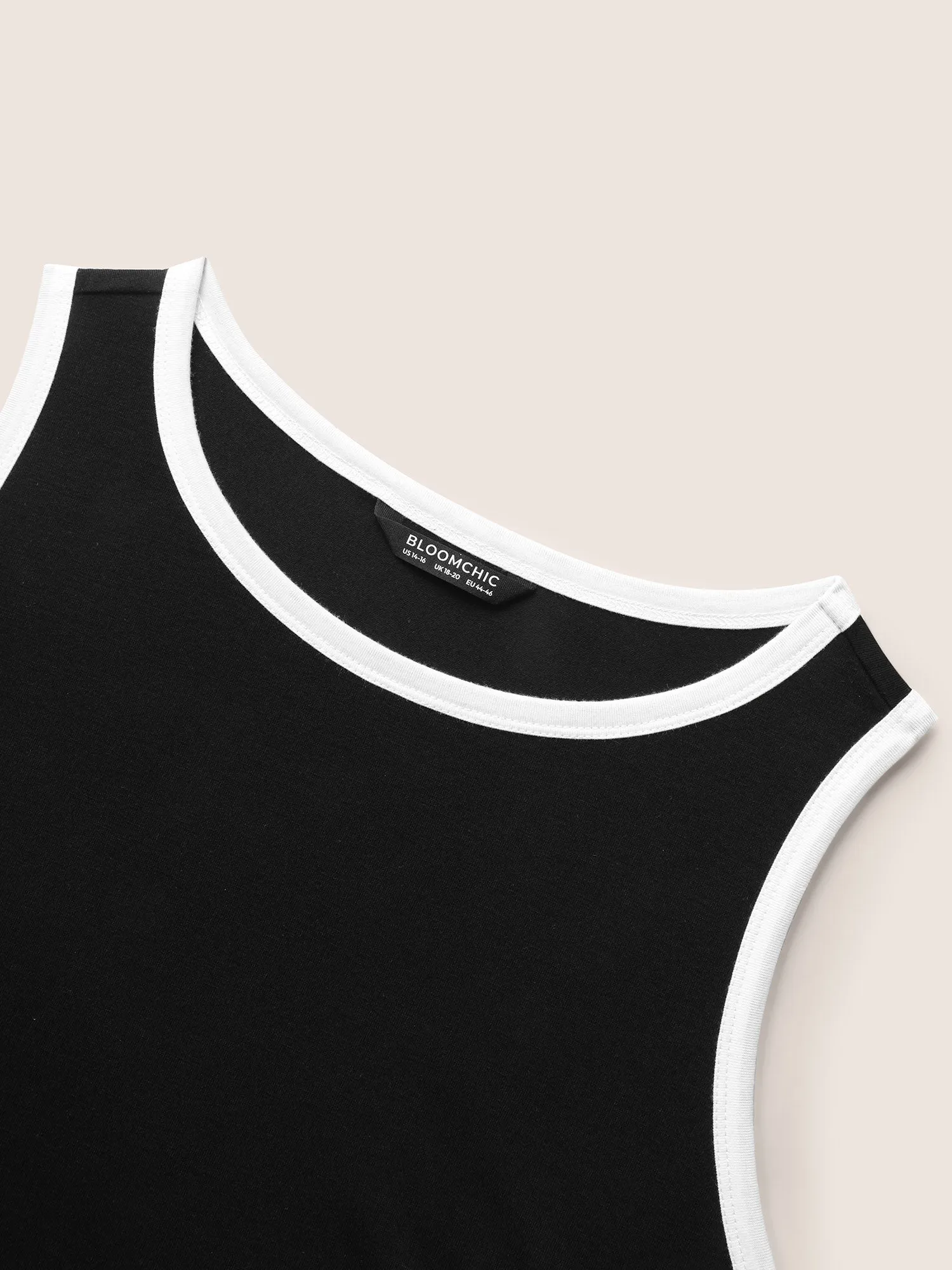 Round Neck Contrast Trim Tank Top sold by Bloomchic product image thumbnail 5