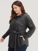 Solid Pocket Button Through Belted Coat sold by Bloomchic