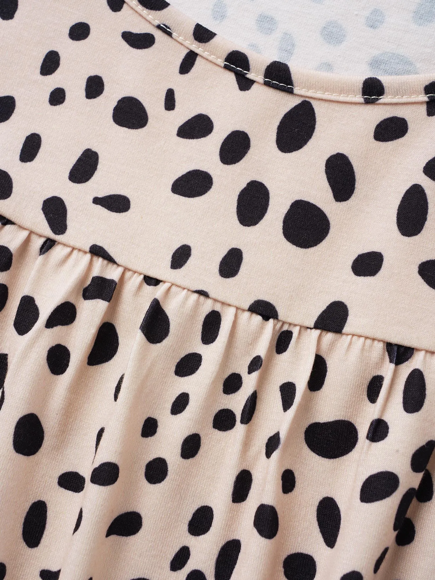 Polka Dot Round Neck Gathered T-shirt sold by Bloomchic product image thumbnail 5