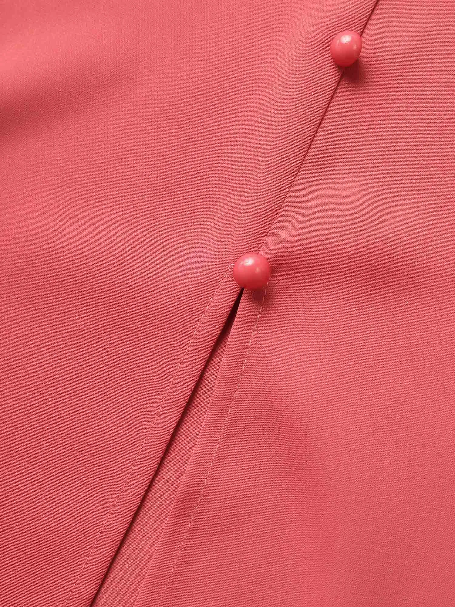 Solid Ruffle Cap Sleeve Button Detail Midi Dress sold by Bloomchic product image thumbnail 5