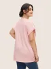 V Neck Plain Textured Batwing Sleeve T-shirt sold by Bloomchic