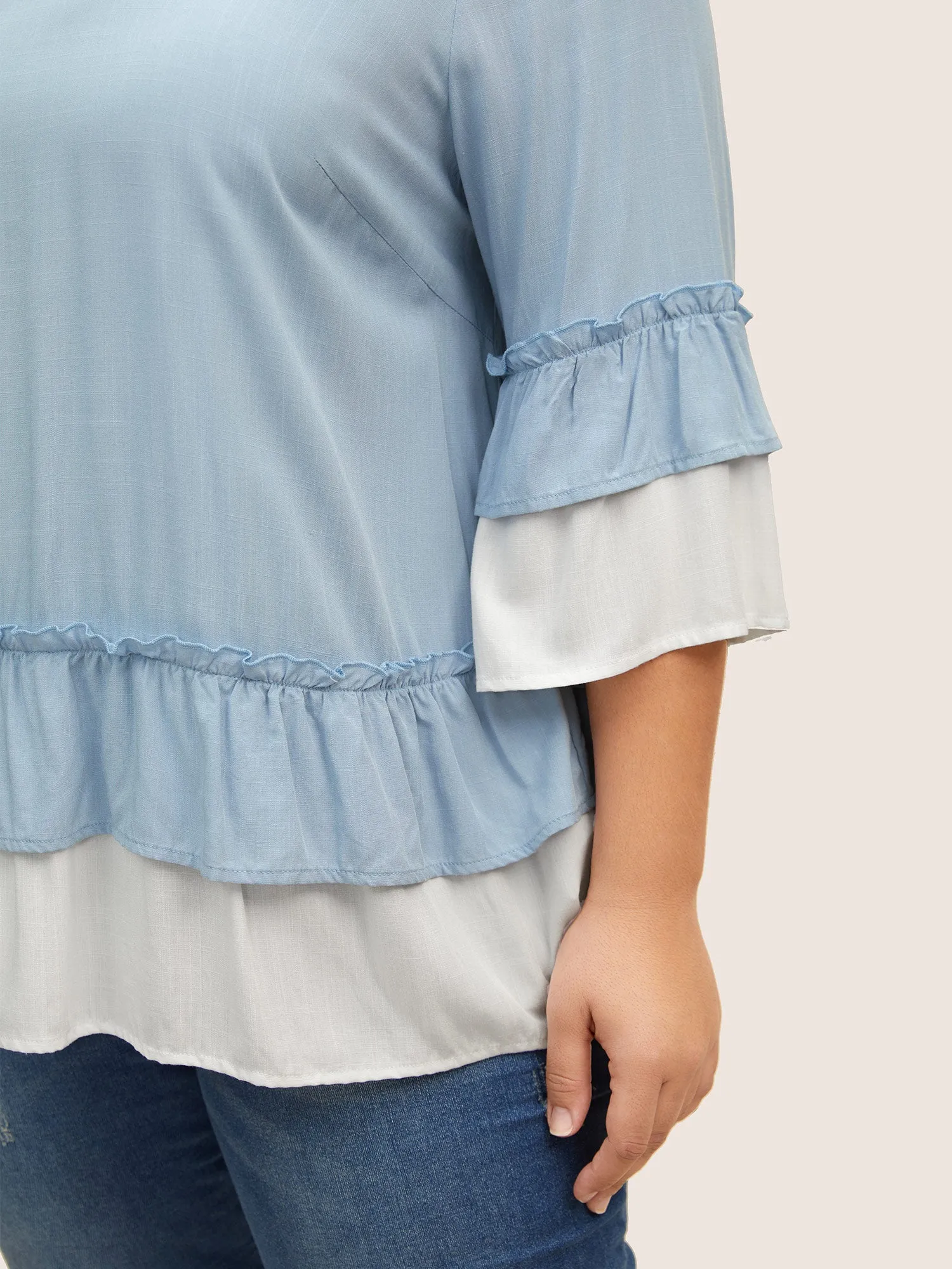 Contrast Frill Trim Tiered Ruffles Blouse sold by Bloomchic product image thumbnail 3