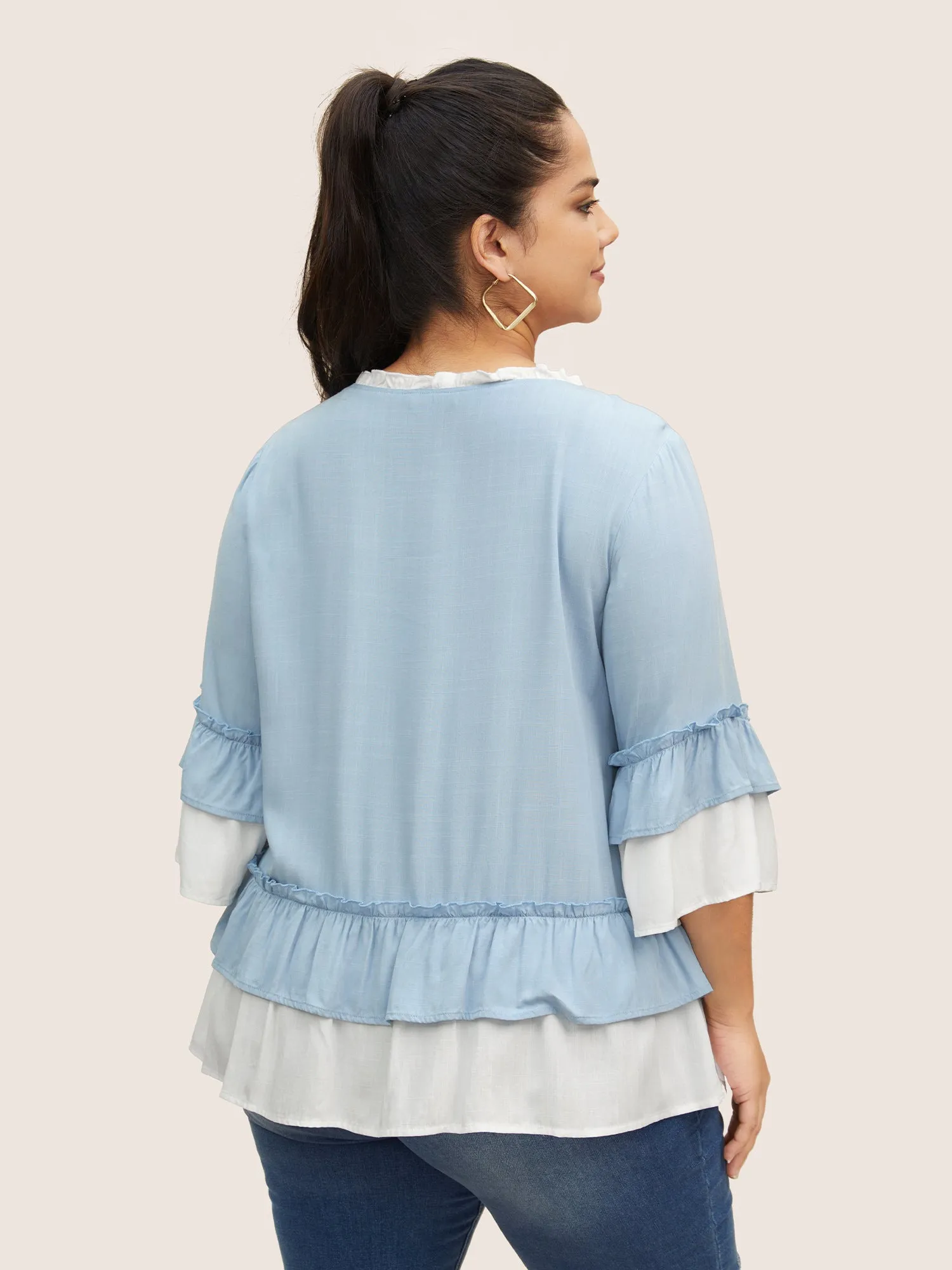Contrast Frill Trim Tiered Ruffles Blouse sold by Bloomchic product image thumbnail 4