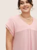 V Neck Plain Textured Batwing Sleeve T-shirt sold by Bloomchic