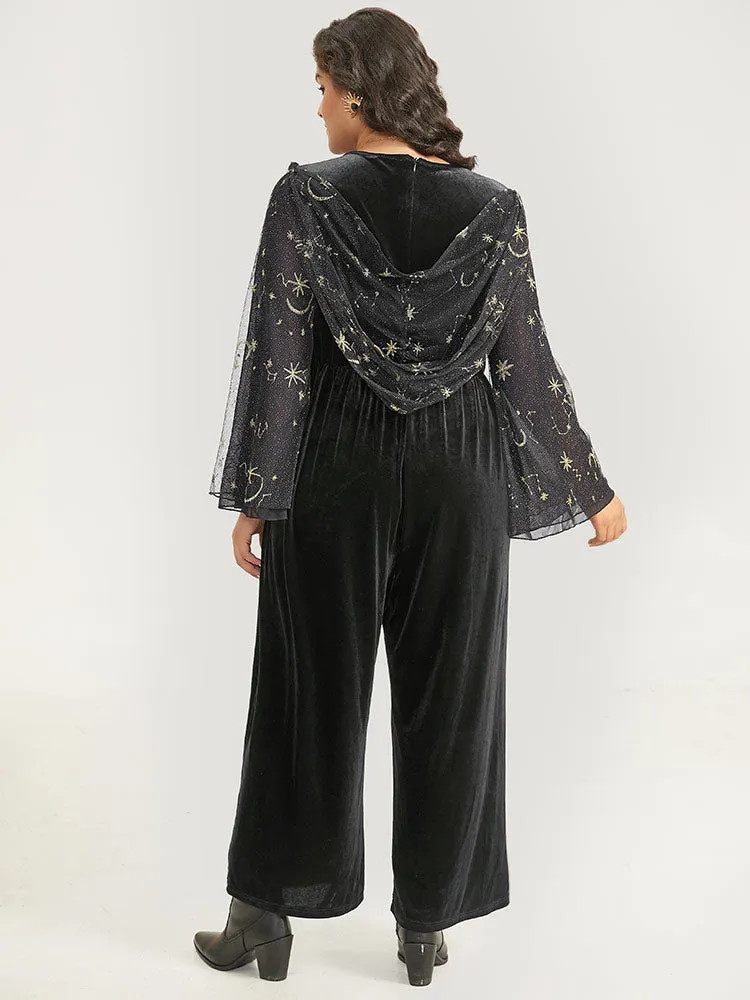 Halloween Moon & Star Glitter Mesh Crisscross Neck Jumpsuit sold by Bloomchic product image thumbnail 3