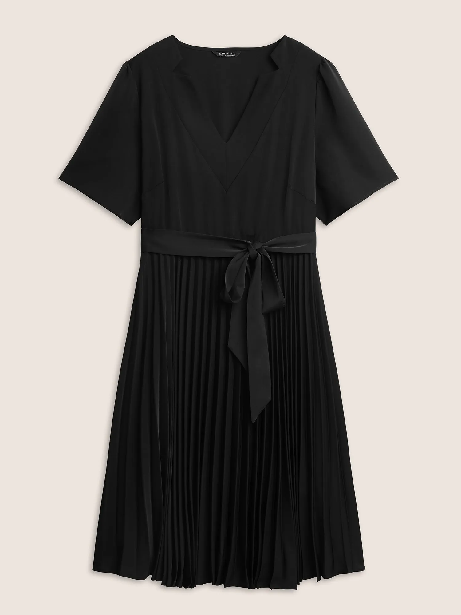 Solid Pleated Buckle Detail Belted Dress sold by Bloomchic product image thumbnail 5