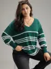Supersoft Essentials Striped Contrast Split Hem Pullover sold by Bloomchic