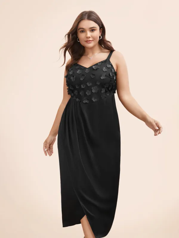Stereo Flower Design Split Hem Dress sold by Bloomchic