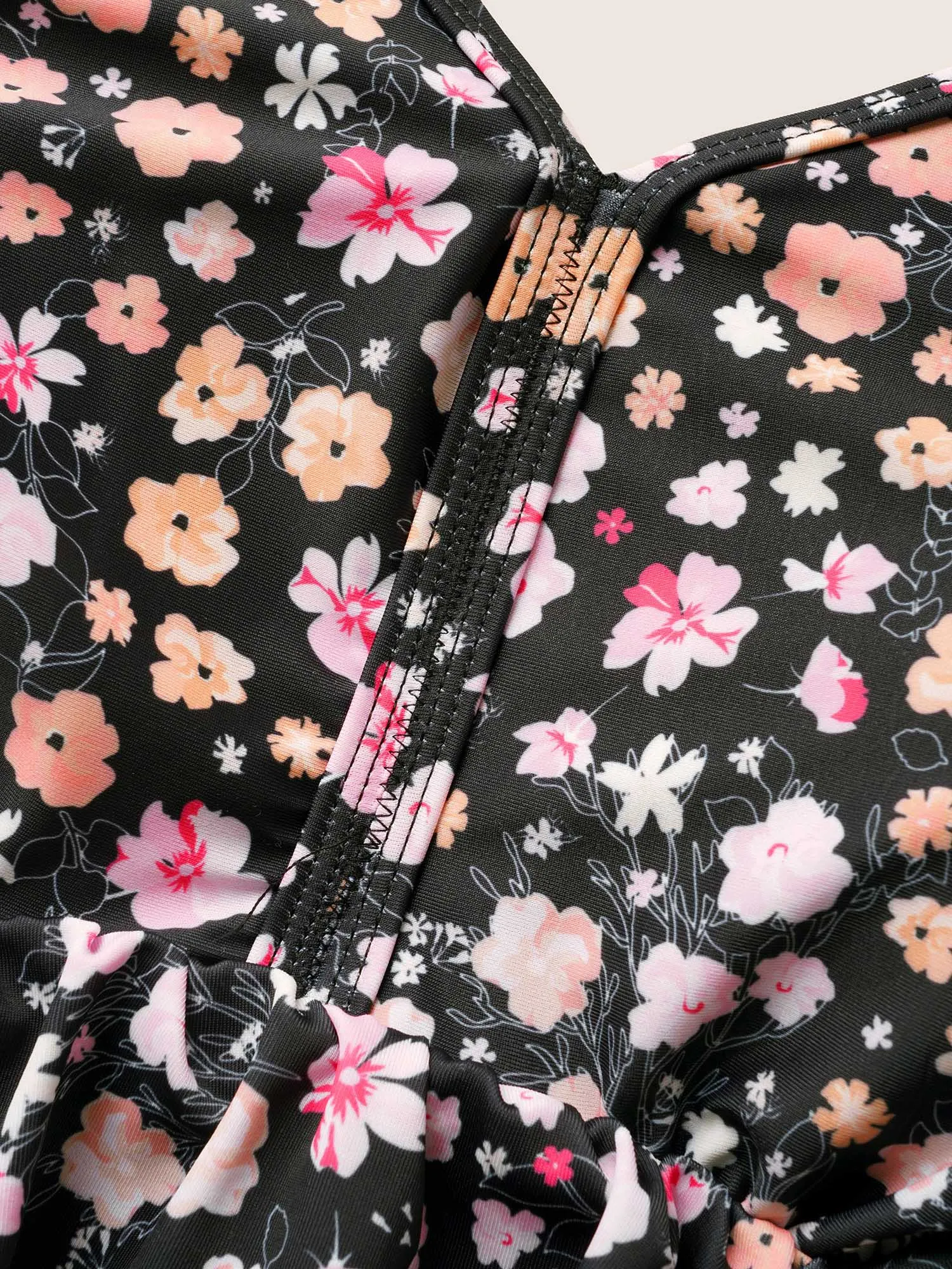 Ditsy Floral Patchwork Ruffle Trim One Piece Swimsuit sold by Bloomchic product image thumbnail 5