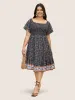 Bandana Print Shirred Ruffle Sleeve Midi Dress sold by Bloomchic