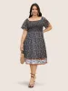 Bandana Print Shirred Ruffle Sleeve Midi Dress sold by Bloomchic