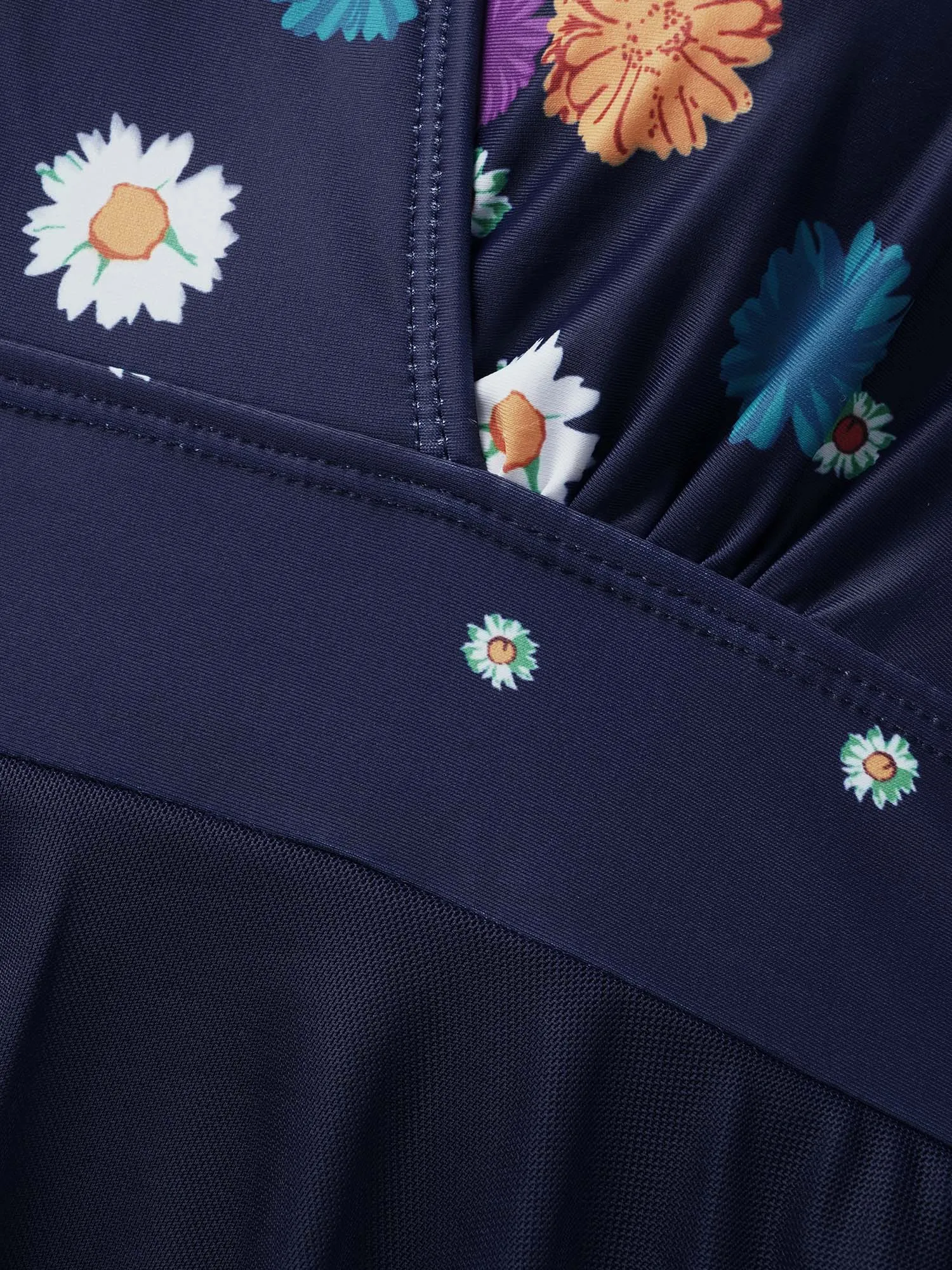 Overlap Collar Floral Patchwork Mesh Swim Dress sold by Bloomchic product image thumbnail 5