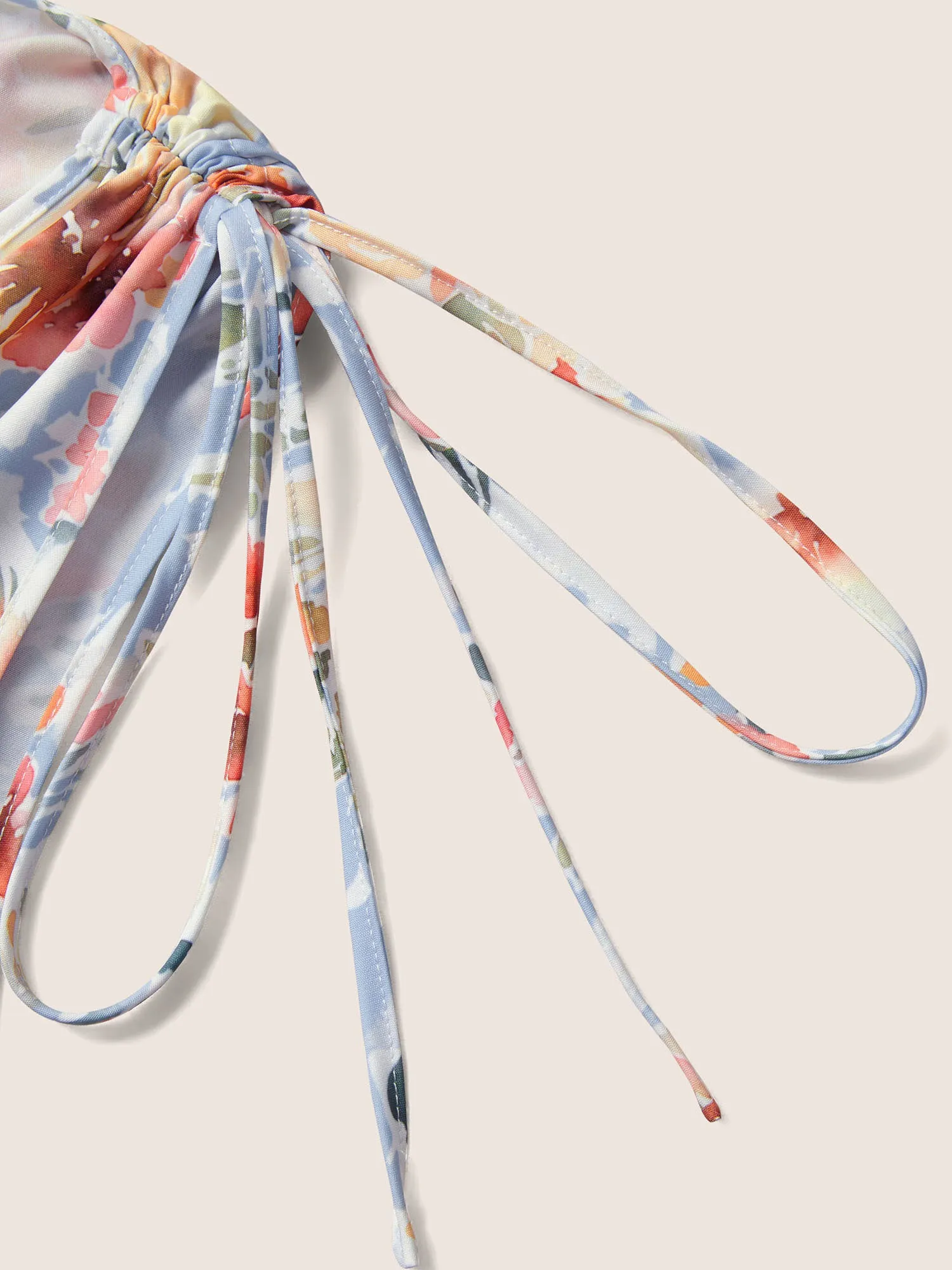 Floral Pleated Drawstring Sleeveless Midi Dress sold by Bloomchic product image thumbnail 5