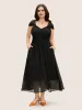 Heart Neckline Mesh Cap Sleeve Gathered Dress sold by Bloomchic