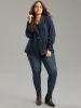 Plain Lapel Collar Button Fly Patched Pocket Blazer sold by Bloomchic