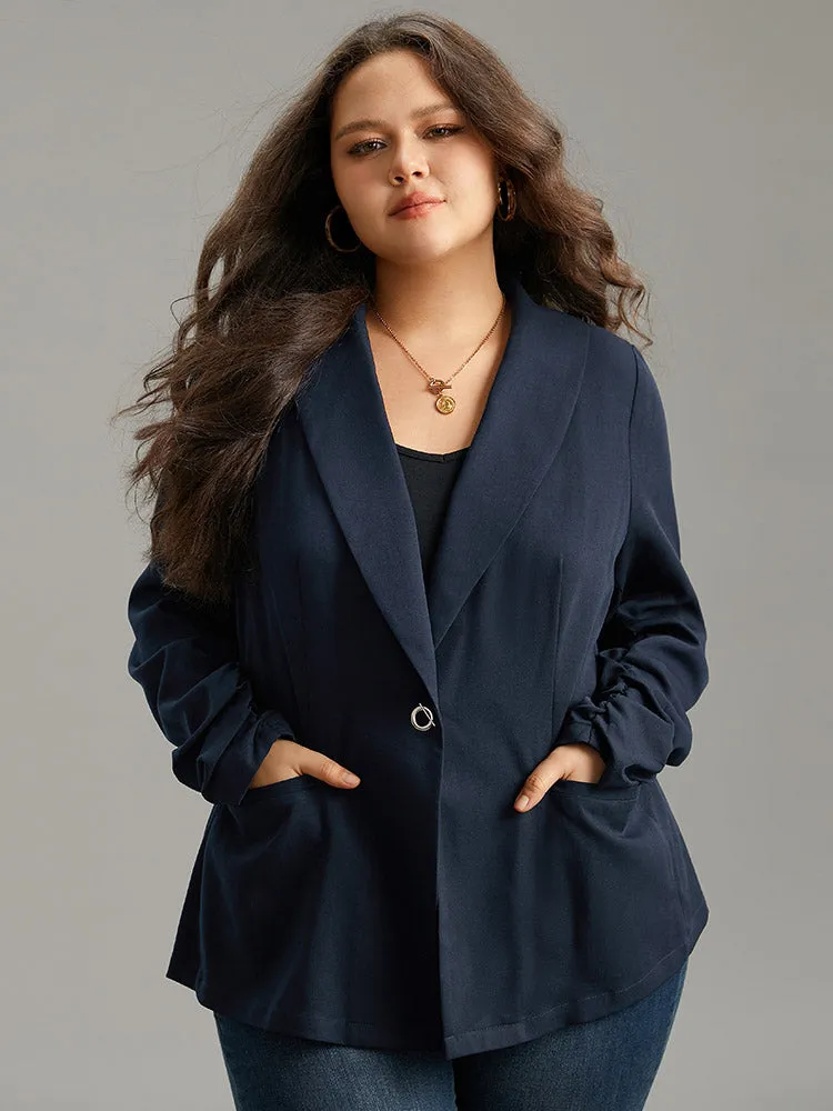 Plain Lapel Collar Button Fly Patched Pocket Blazer sold by Bloomchic