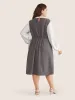 Peter Pan Collar Contrast Textured Patchwork Dress sold by Bloomchic