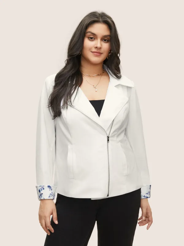 Corduroy Patchwork Floral Lapel Collar Zipper Jacket sold by Bloomchic