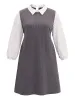 Peter Pan Collar Contrast Textured Patchwork Dress sold by Bloomchic