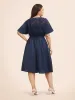 Round Neck Lace Patchwork Ruffle Sleeve Dress sold by Bloomchic