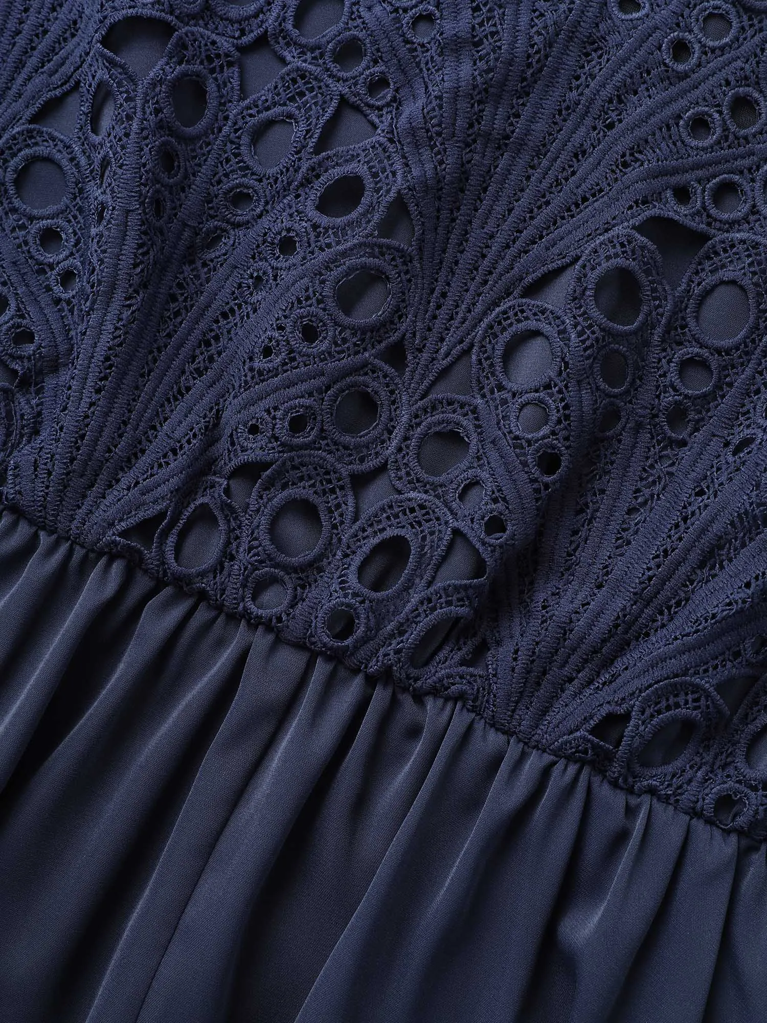 Round Neck Lace Patchwork Ruffle Sleeve Dress sold by Bloomchic product image thumbnail 5