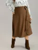 Anti-Wrinkle Solid Asymmetrical Hem Ties Skirt sold by Bloomchic