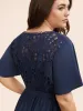 Round Neck Lace Patchwork Ruffle Sleeve Dress sold by Bloomchic